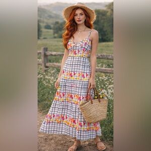 NWT Anthropologie Ro’s Garden Floral Tiered‎ Maxi Dress Boho CottageCore Summer